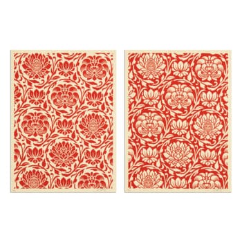 Shepard Fairey, Floral Harmony (Red Yin/Yang)