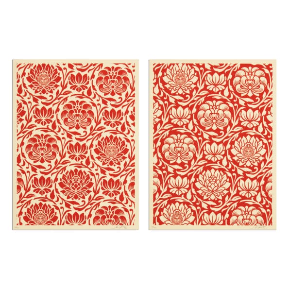 Shepard Fairey, Floral Harmony (Red Yin/Yang)